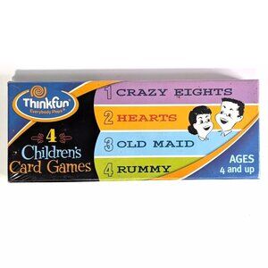 THINKFUN 4 Children's Card Games Rummy Hearts Old Maid Crazy Eights NEW